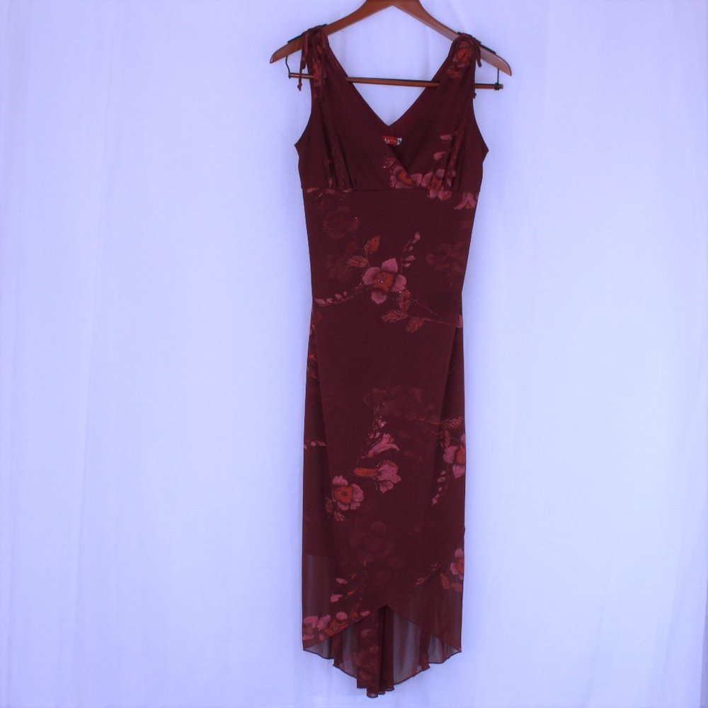 Womens Ruby Rox floral glitter evening dress - M